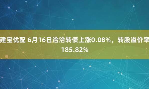 建宝优配 6月16日洽洽转债上涨0.08%，转股溢价率185.82%